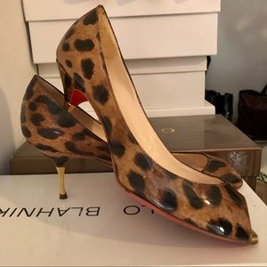 Christian Louboutin patent leopard peep-toes sz 36